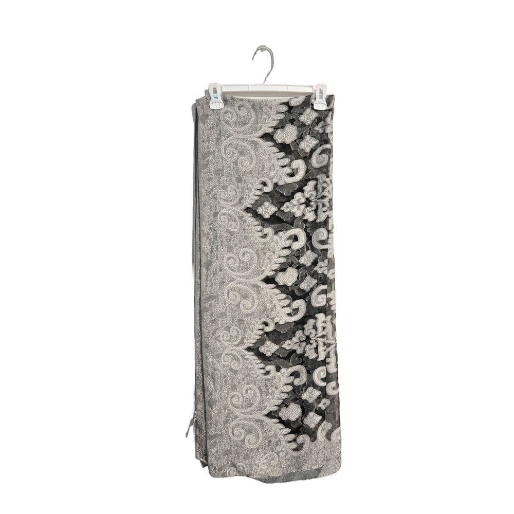 Elegant Black and Gray Floral Scarf - Picture 7 of 9
